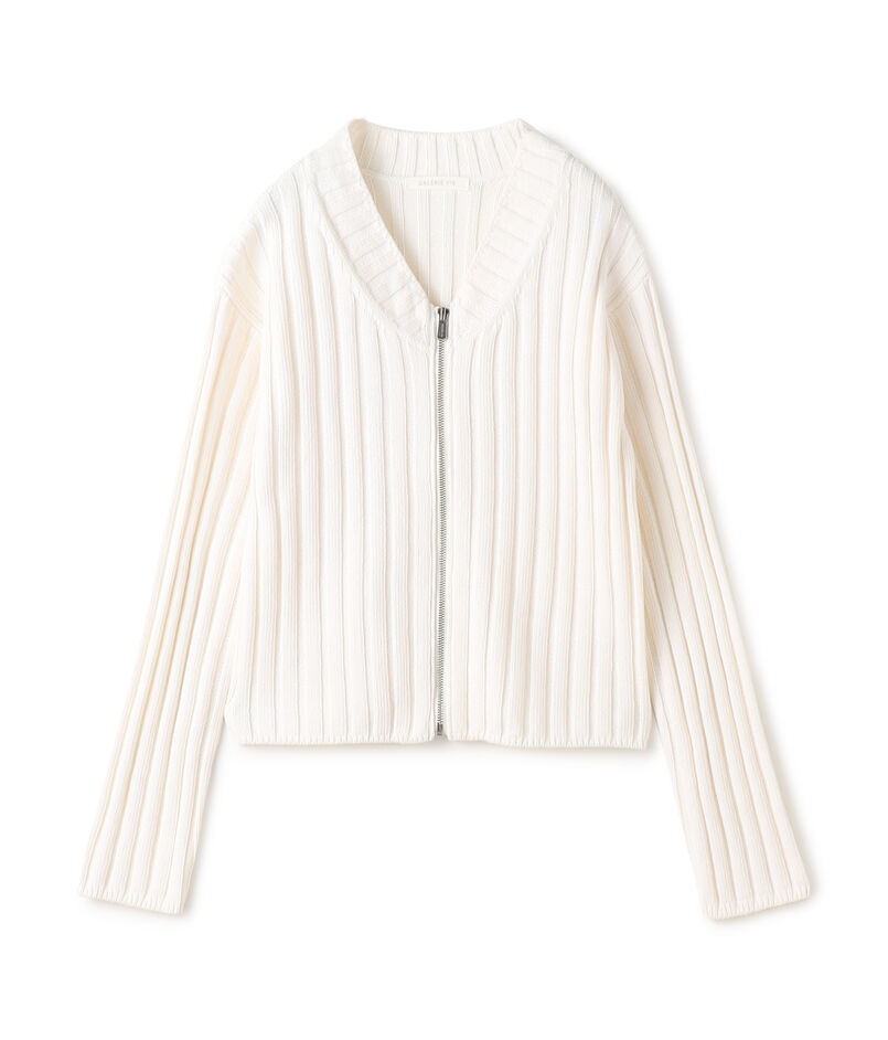 ■ワイドリブ ジップアップカーディガン