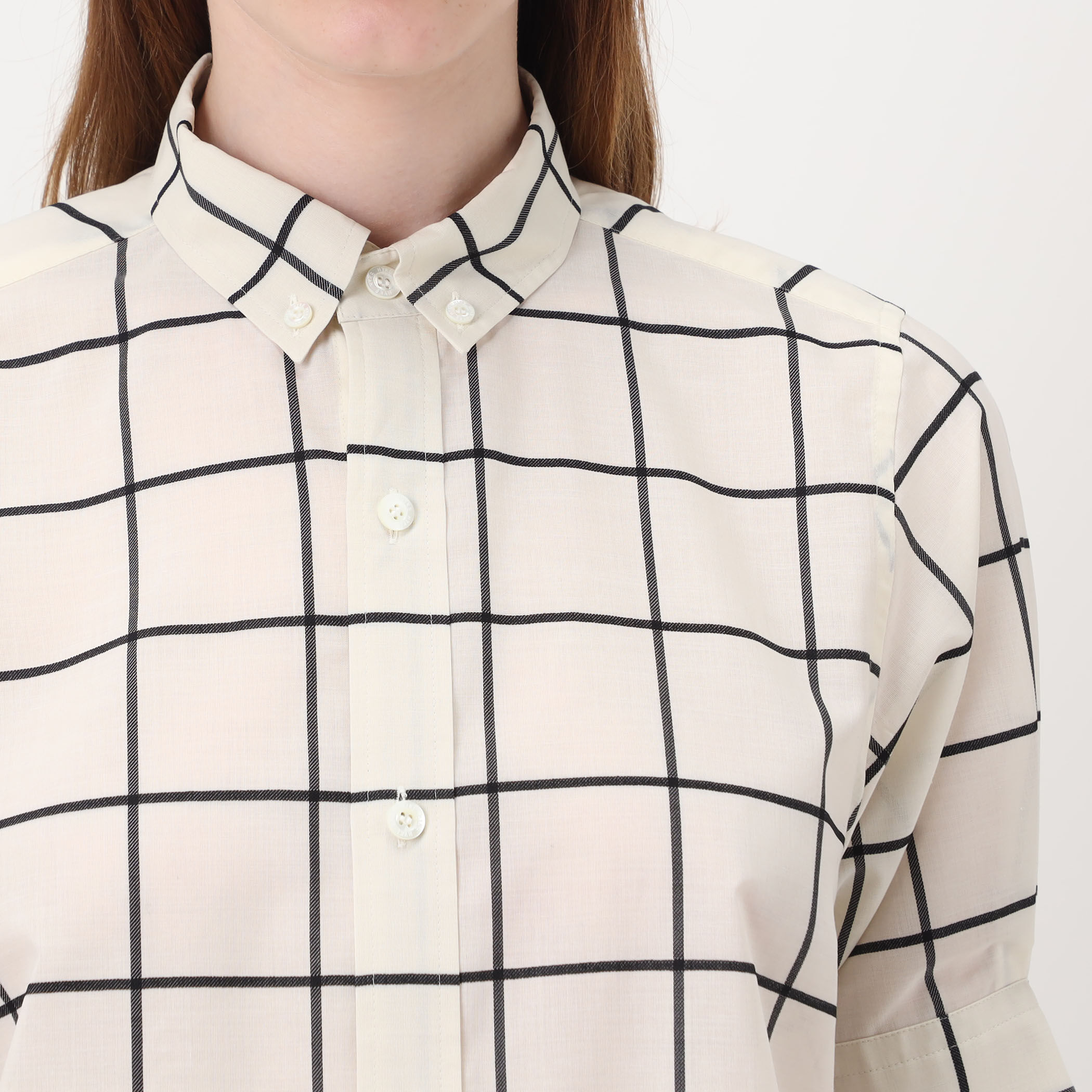 HYKE SHEER BACK WINDOWPANE SHORT SLV ウインドウペンチェック
