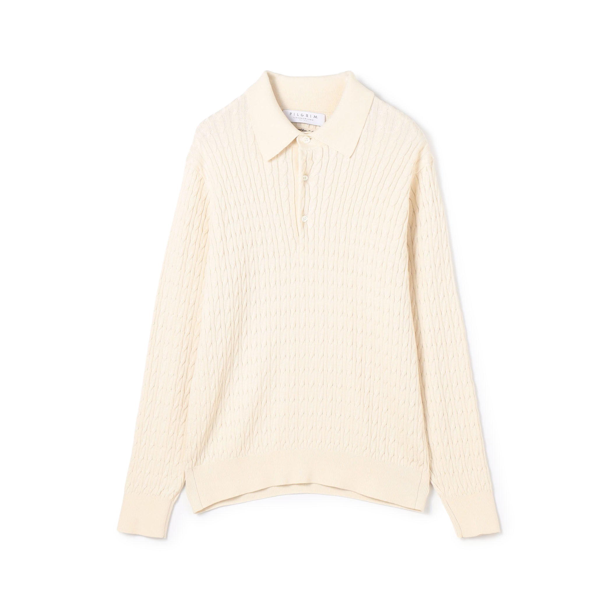 コットンシルク ポロカラー ケーブルニット｜トゥモローランド 公式通販