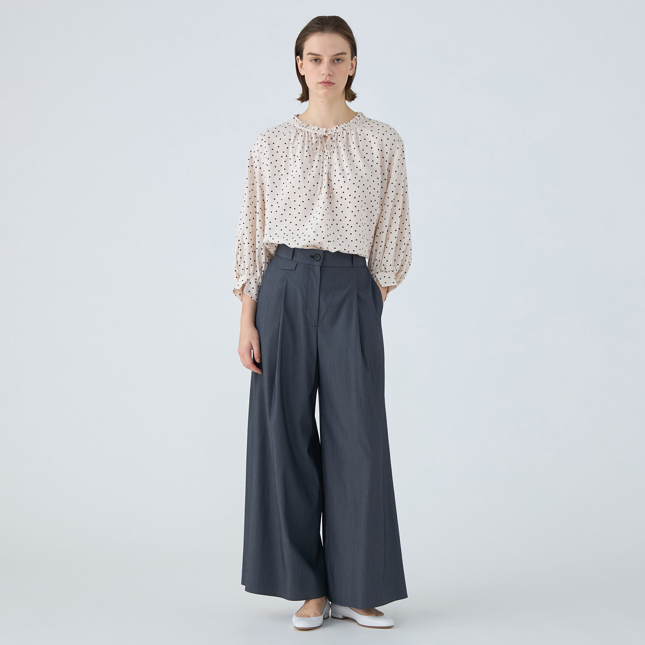 BALLSEY（ボールジィ）の「ドットプリント ネックフリルブラウス