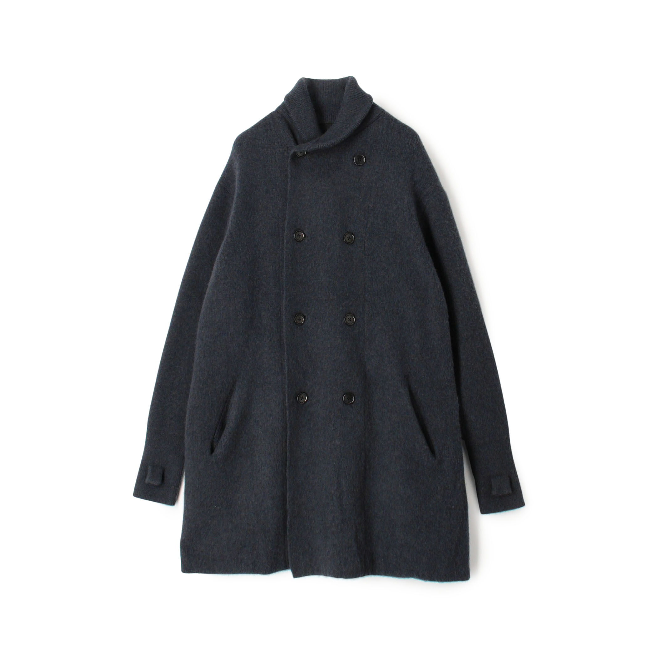 ウールカシミヤシルク ダブルブレステッド ニットコート