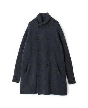 ウールカシミヤシルク ダブルブレステッド ニットコート