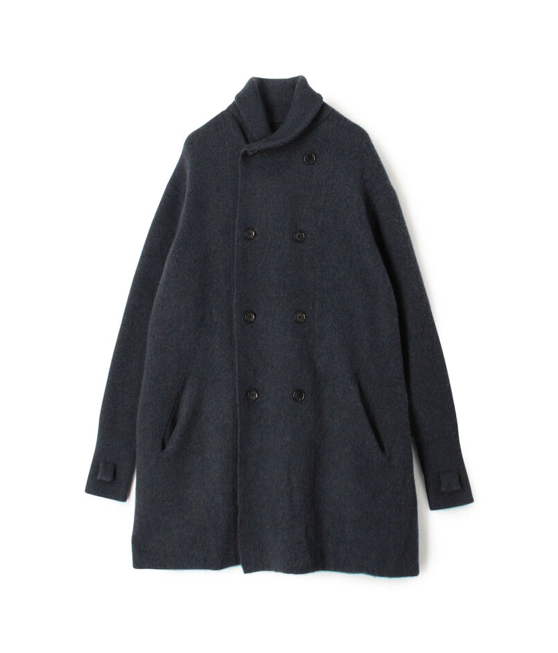 ウールカシミヤシルク ダブルブレステッド ニットコート