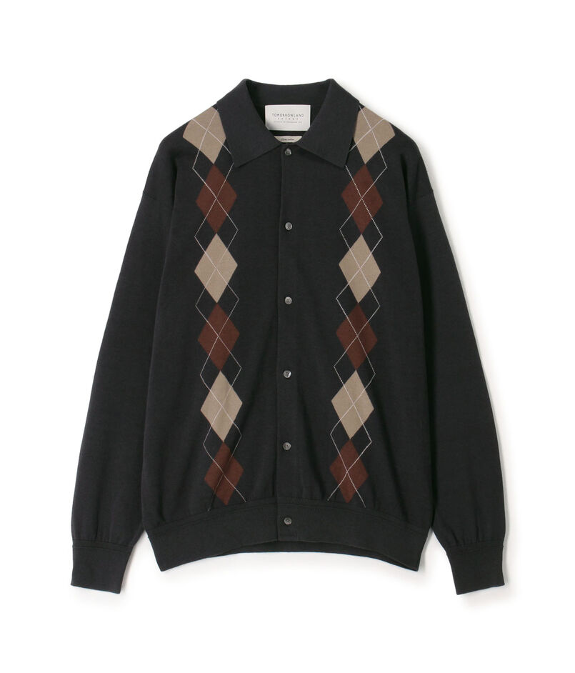 TOMORROWLAND tricot ギザコットン アーガイル柄 ポロカラーカーディガン