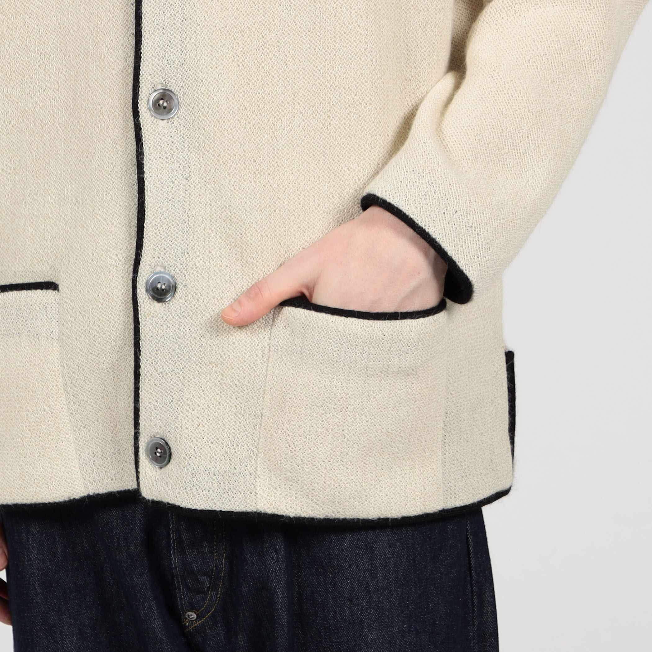 別注】Raffa Molina パイピング クルーネック ニットカーディガン