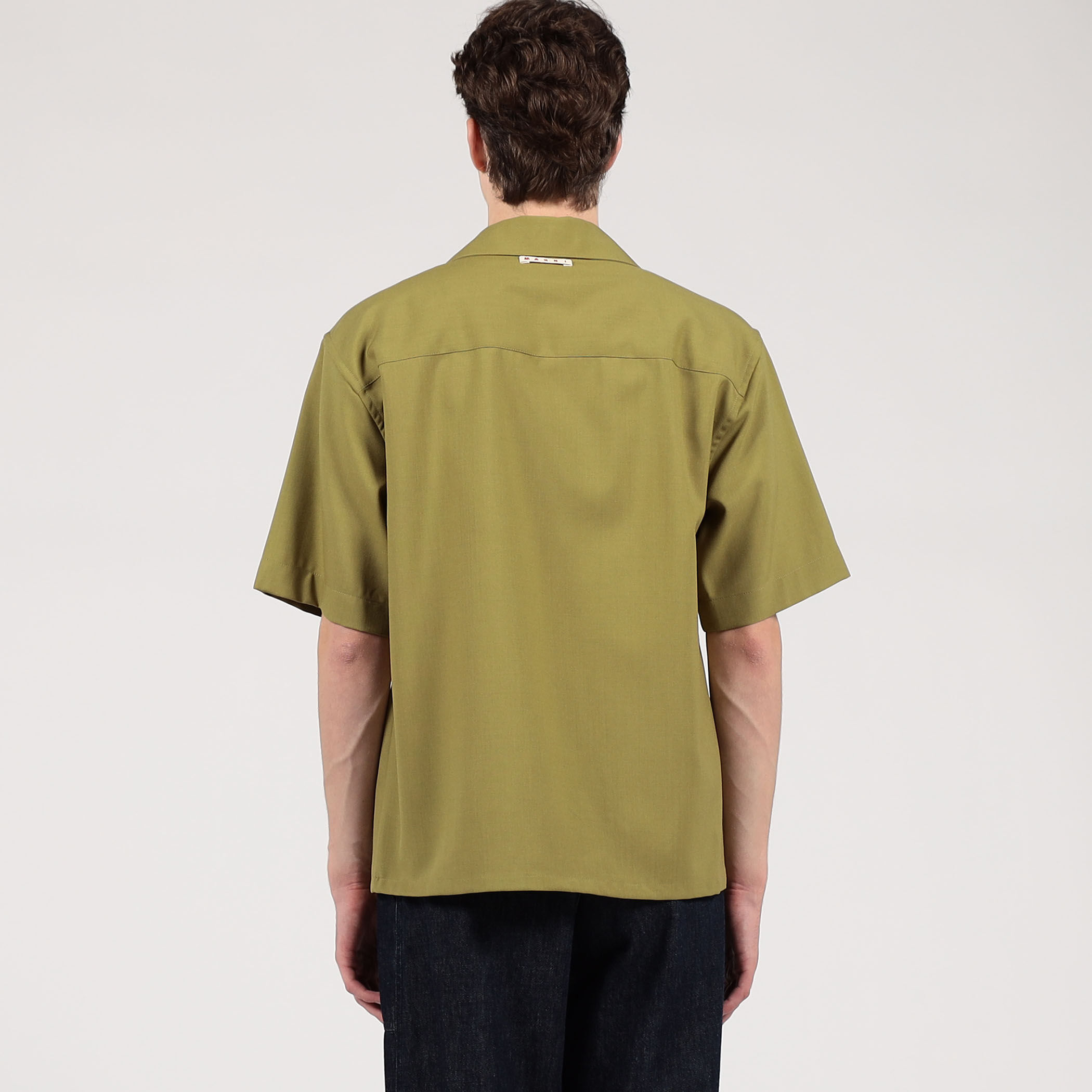 ワ*イ様 マルニ　Marni ノーカラー シャツ　サマーウール MARNI（マルニ）ウールトロピカルオープンカラーS/Sシャツ