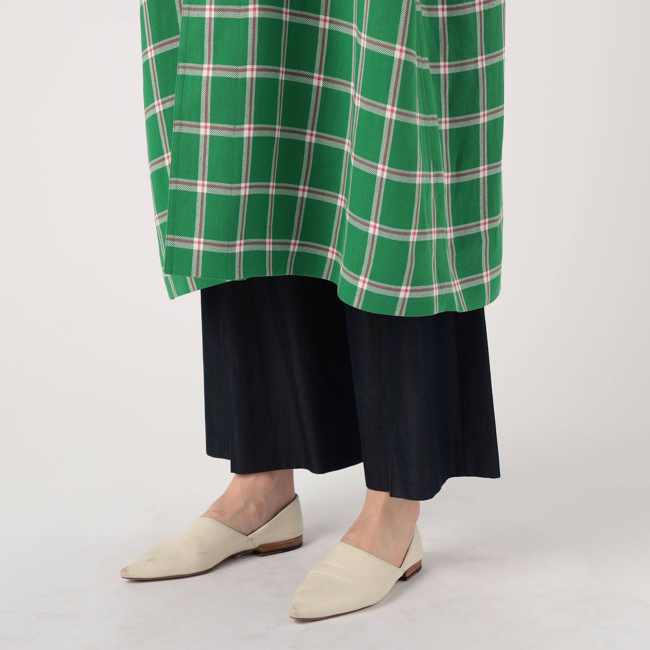 CABaN ストローヤーン チェックワイドバランスコート