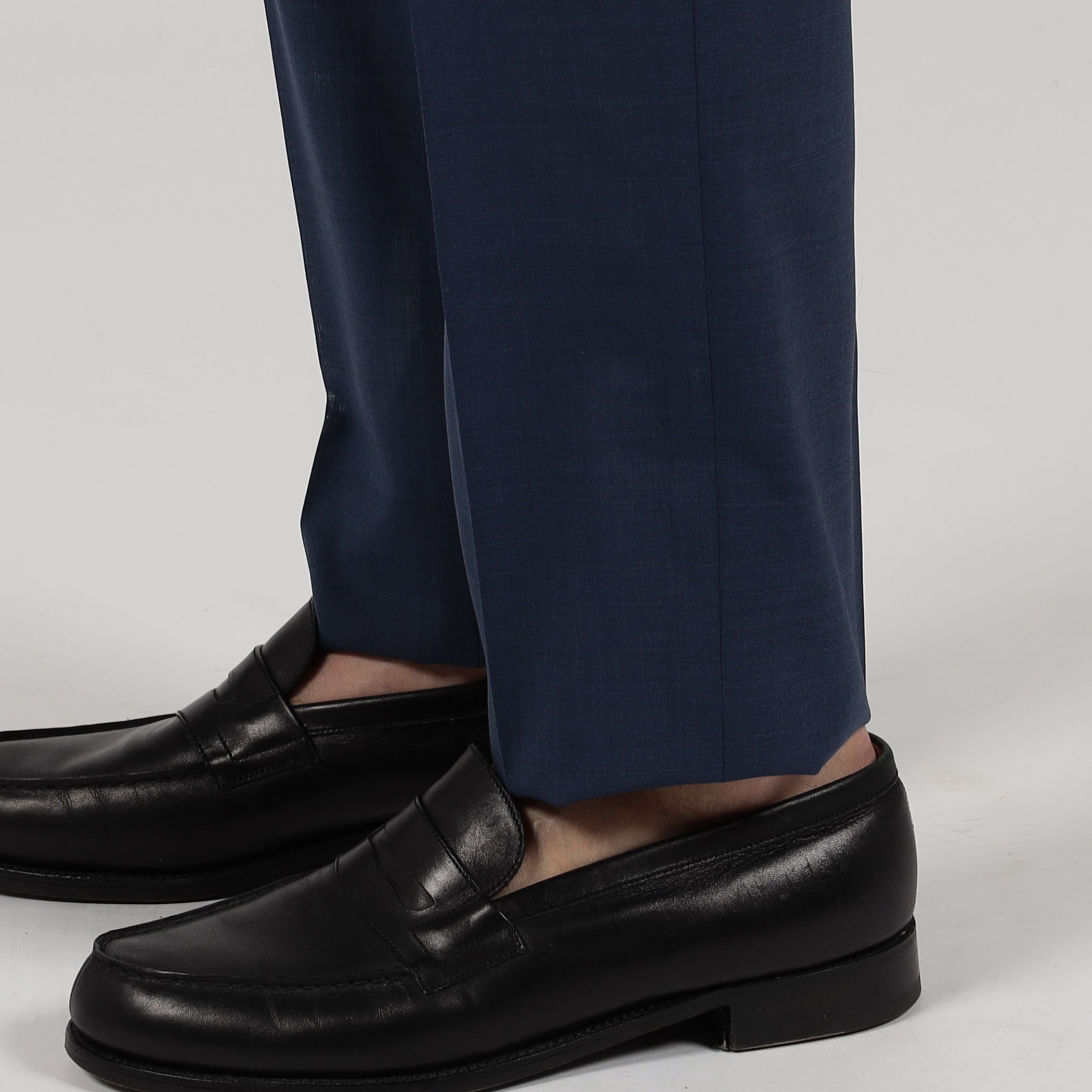 □Super120'sウールポリエステル ノープリーツスリムスラックス