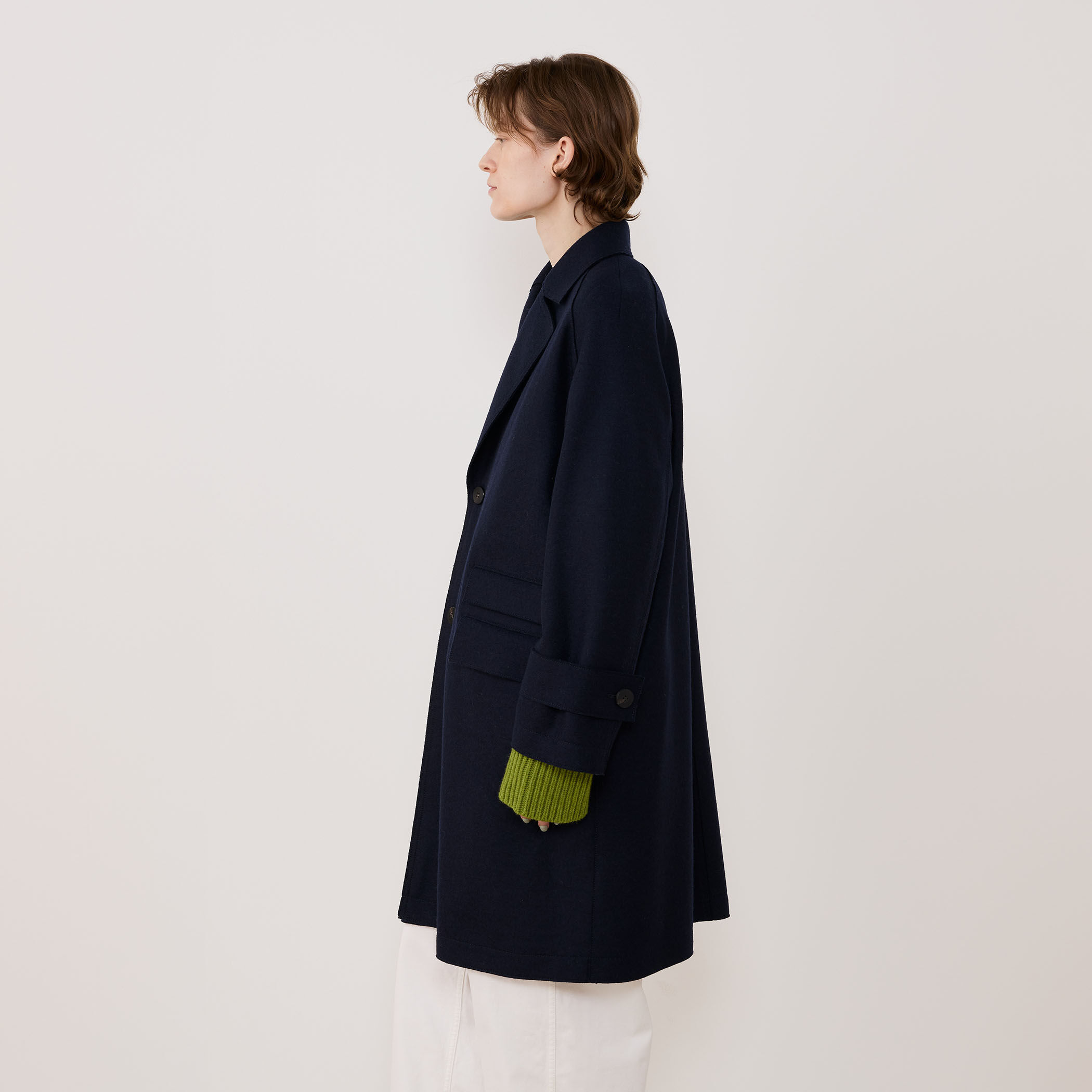 ブルマリンコート美品 SHIPS any:〈手洗い可能〉シャンブレー バルマカーン ロング コート