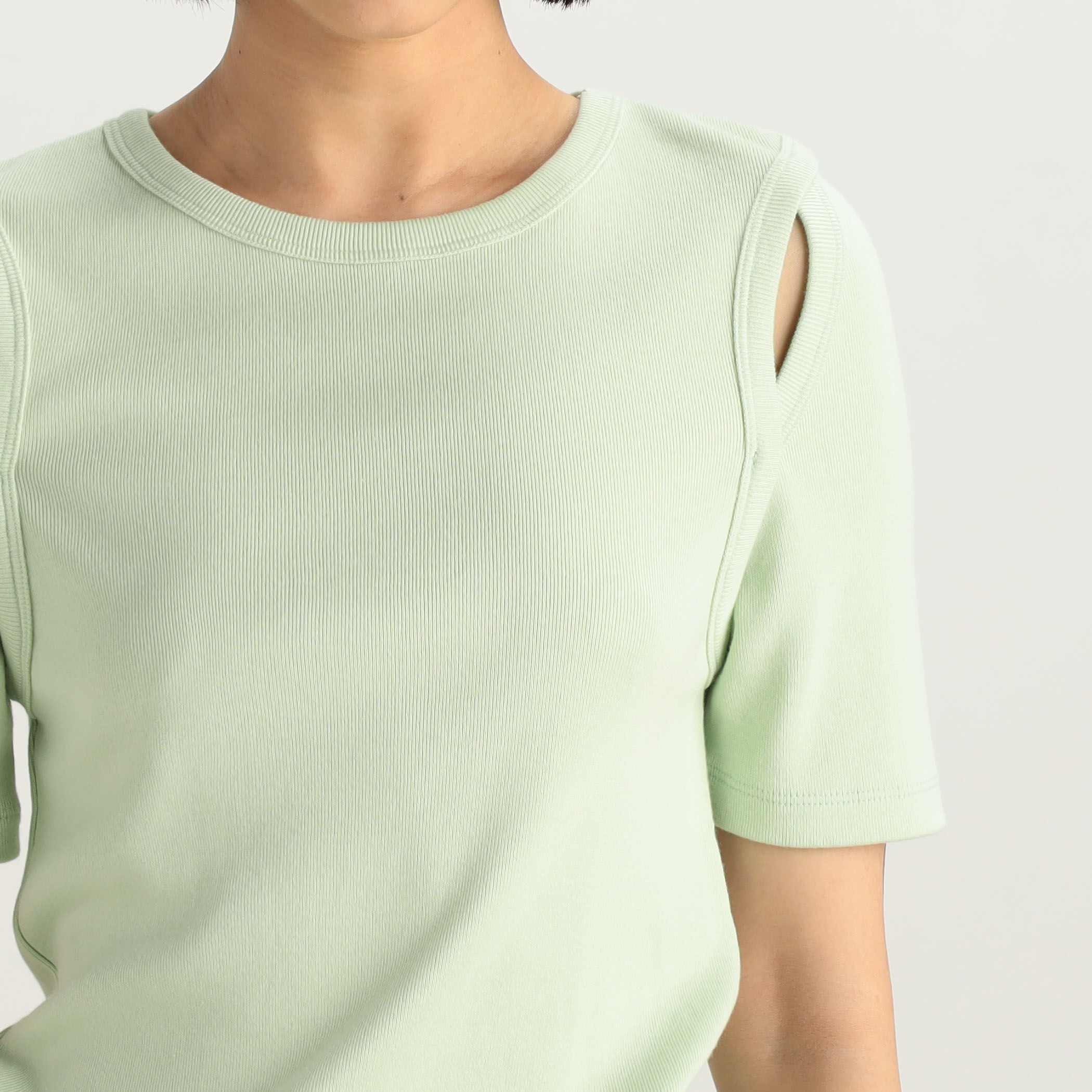 □コットンフライス カットスリーブTシャツ｜トゥモローランド