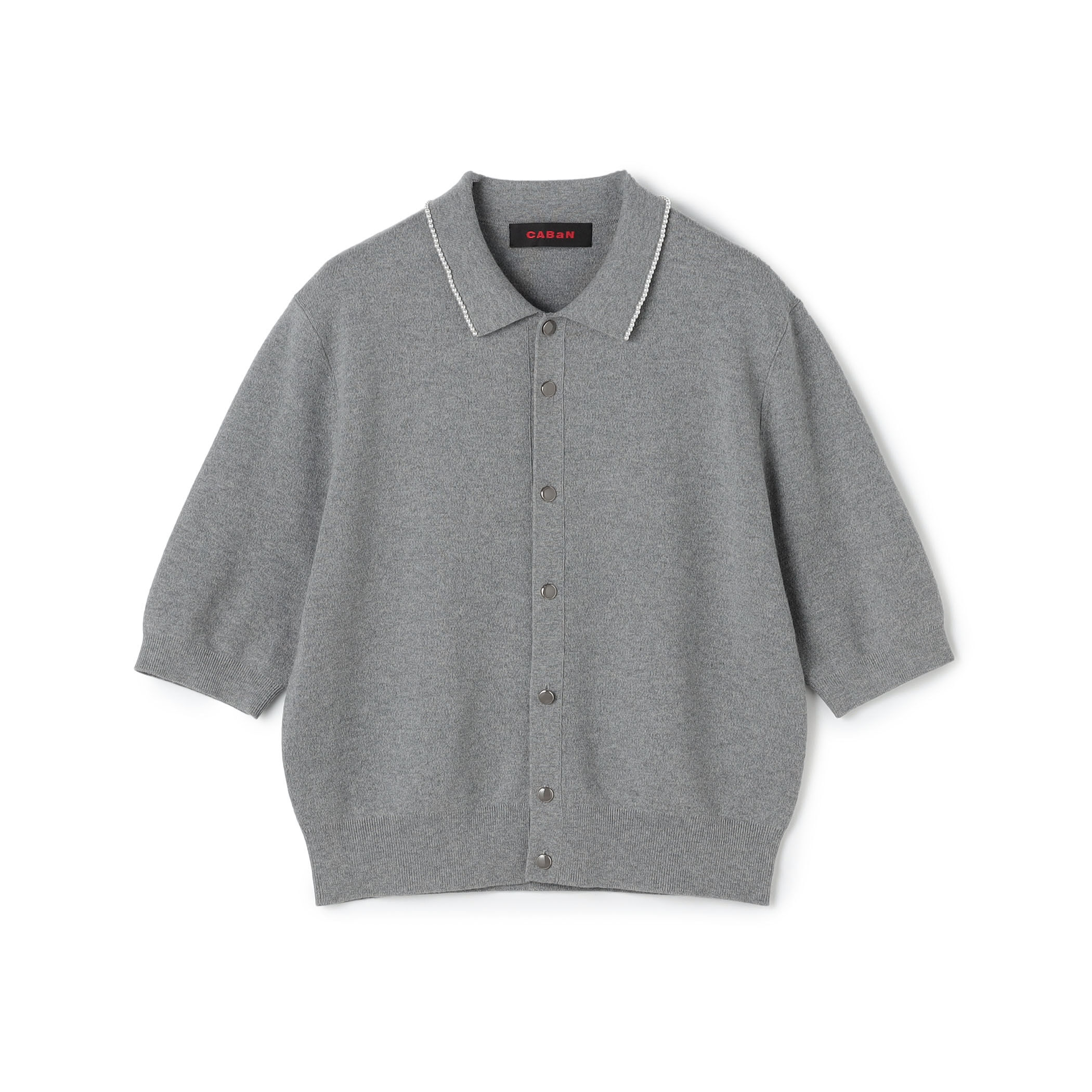 一部追加予約】CABaN コットンカシミヤ パールポロカーディガン