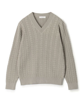 コットンケーブル Vネックニット