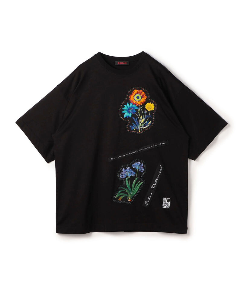 CABaN スビンコットン FLOWERSモチーフTシャツ