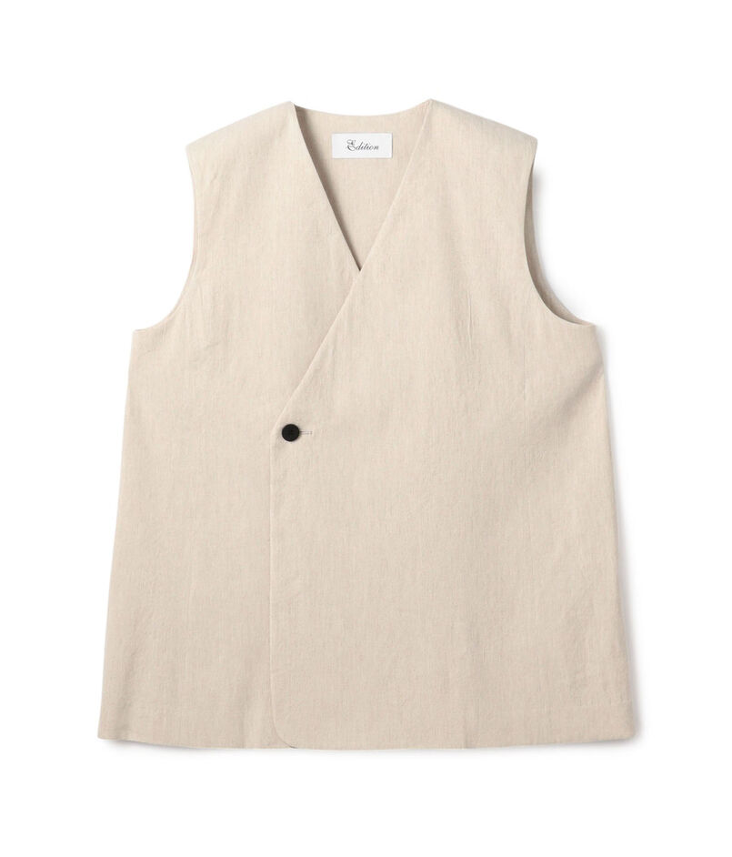 ■リネンストレッチ Vネックジレ