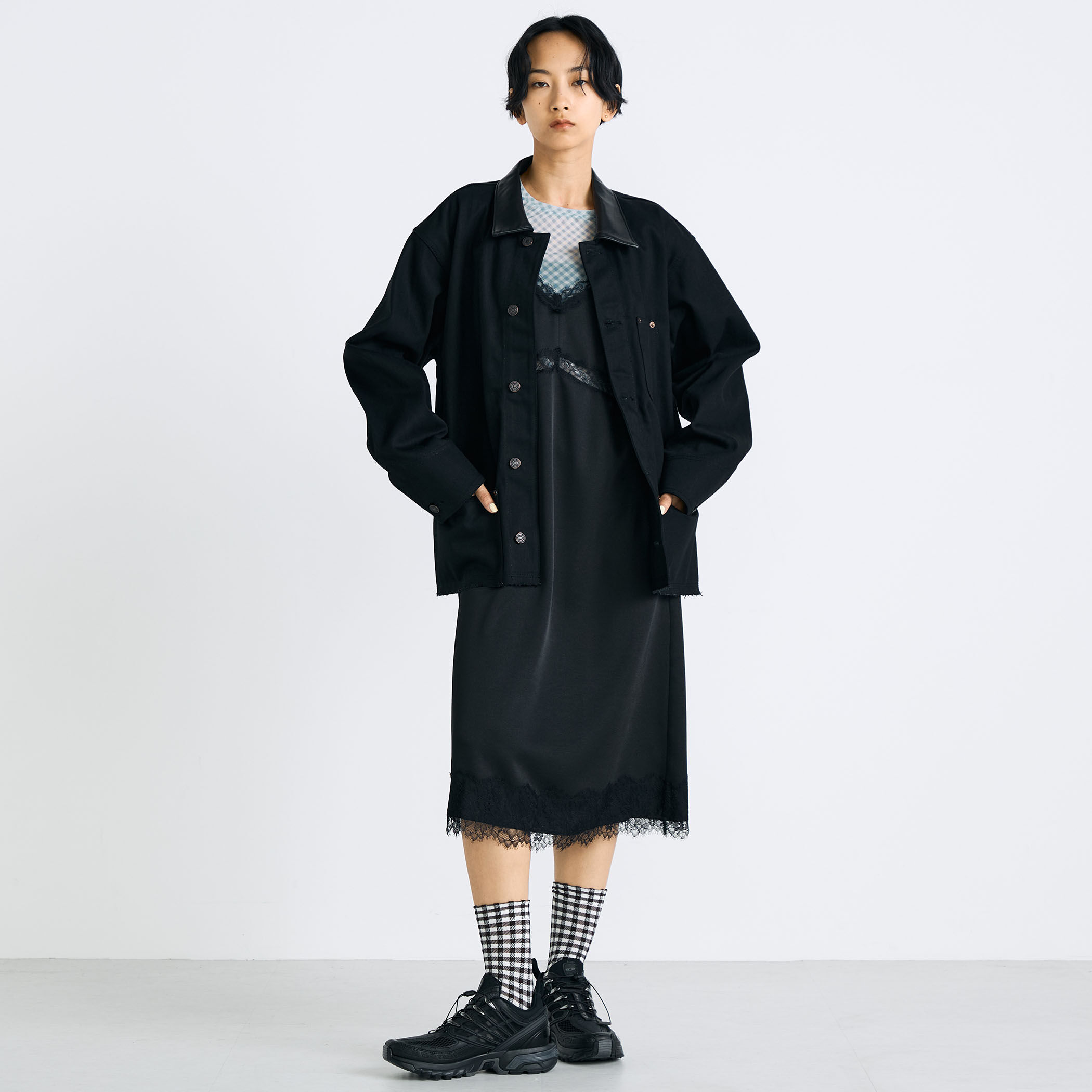 ドゥルカマラ ブラックデニム ビッグシルエット ボックス カバーオール サイズ0 ドゥルカマラ ブラックデニム ビッグシルエット ボックス