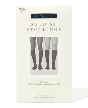 SWEDISH STOCKINGS 2-pack FRANKA Check&Solid Knee-Highs
