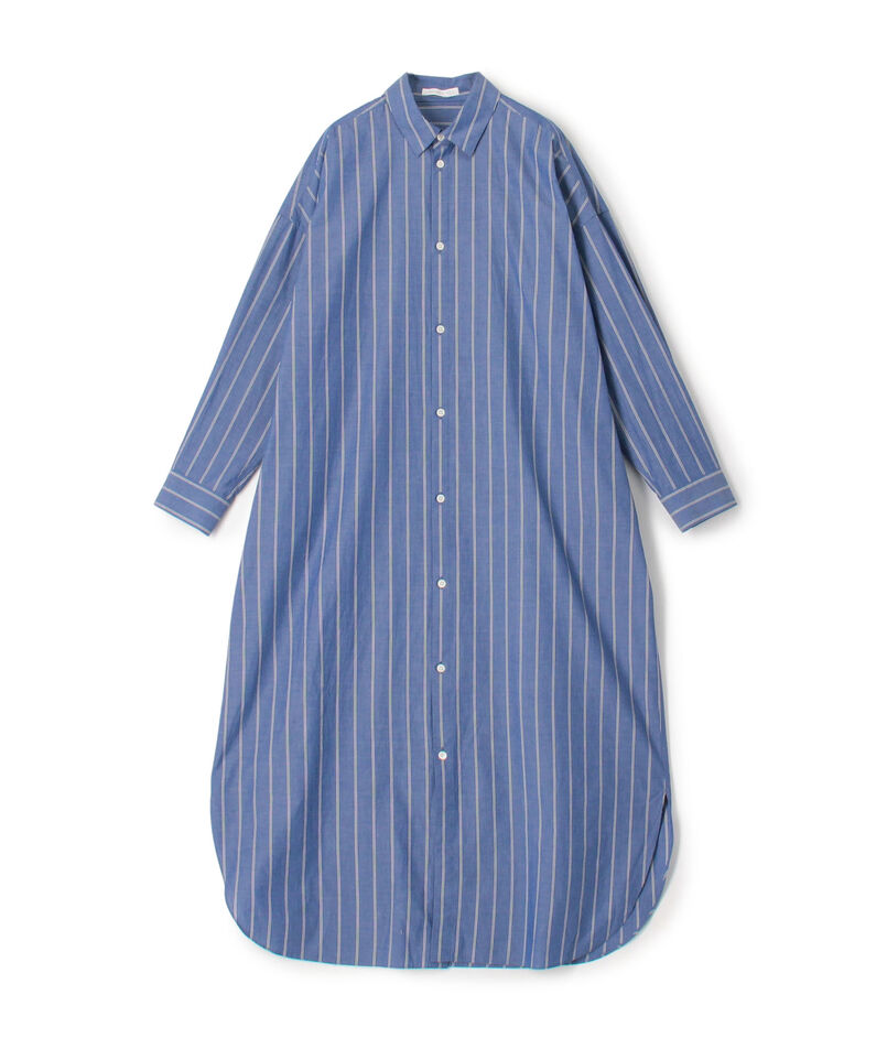 ストライプブロード ロングシャツワンピース