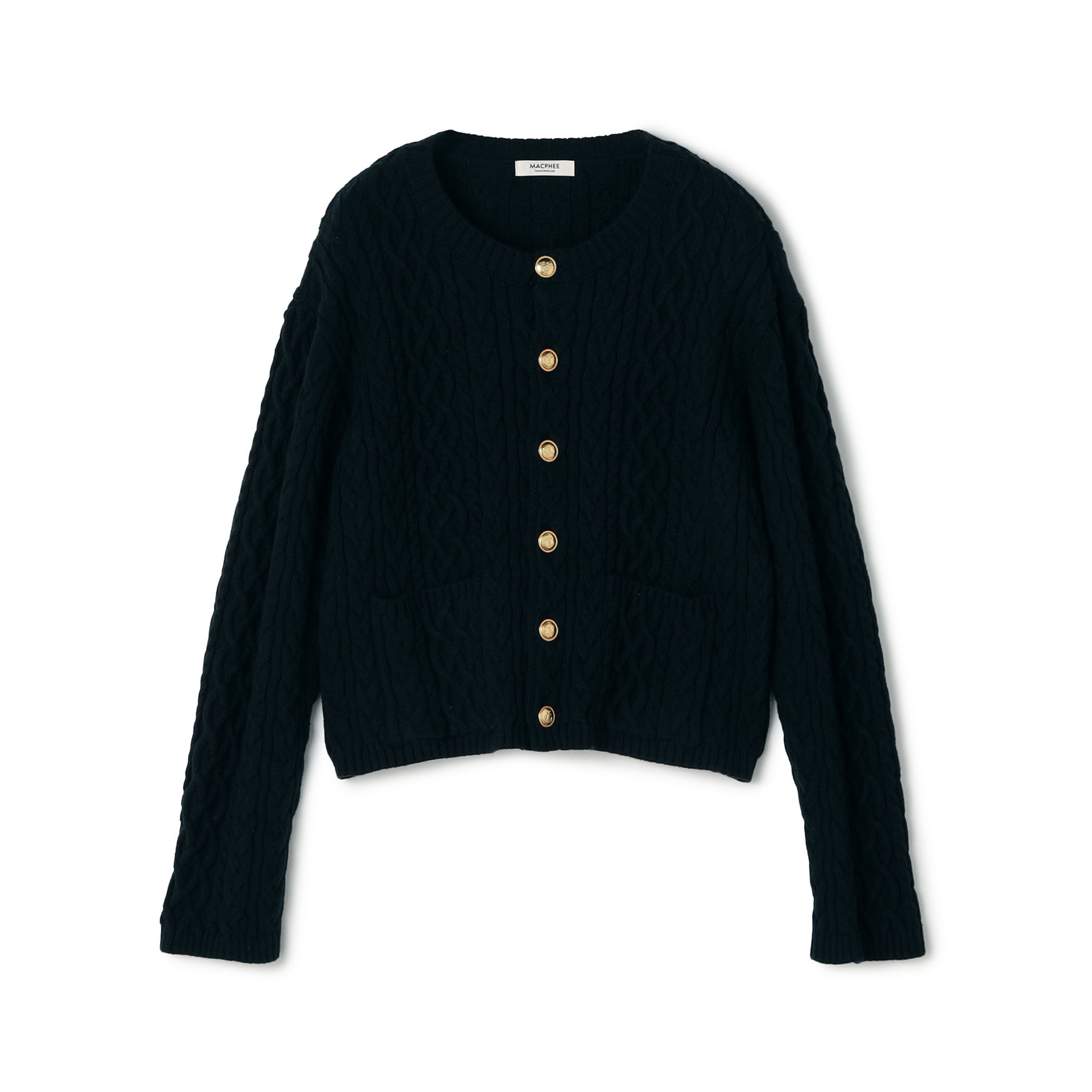 ハイブリットコットンケーブル クルーネックカーディガン