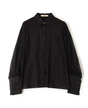 〈MORE10%OFF対象〉■■■オーガンジーコンビ ギャザースリーブシャツ