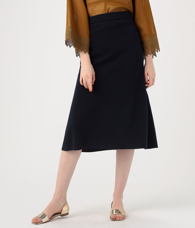 コットンアセテートミラノリブ バックマーメイドスカート  