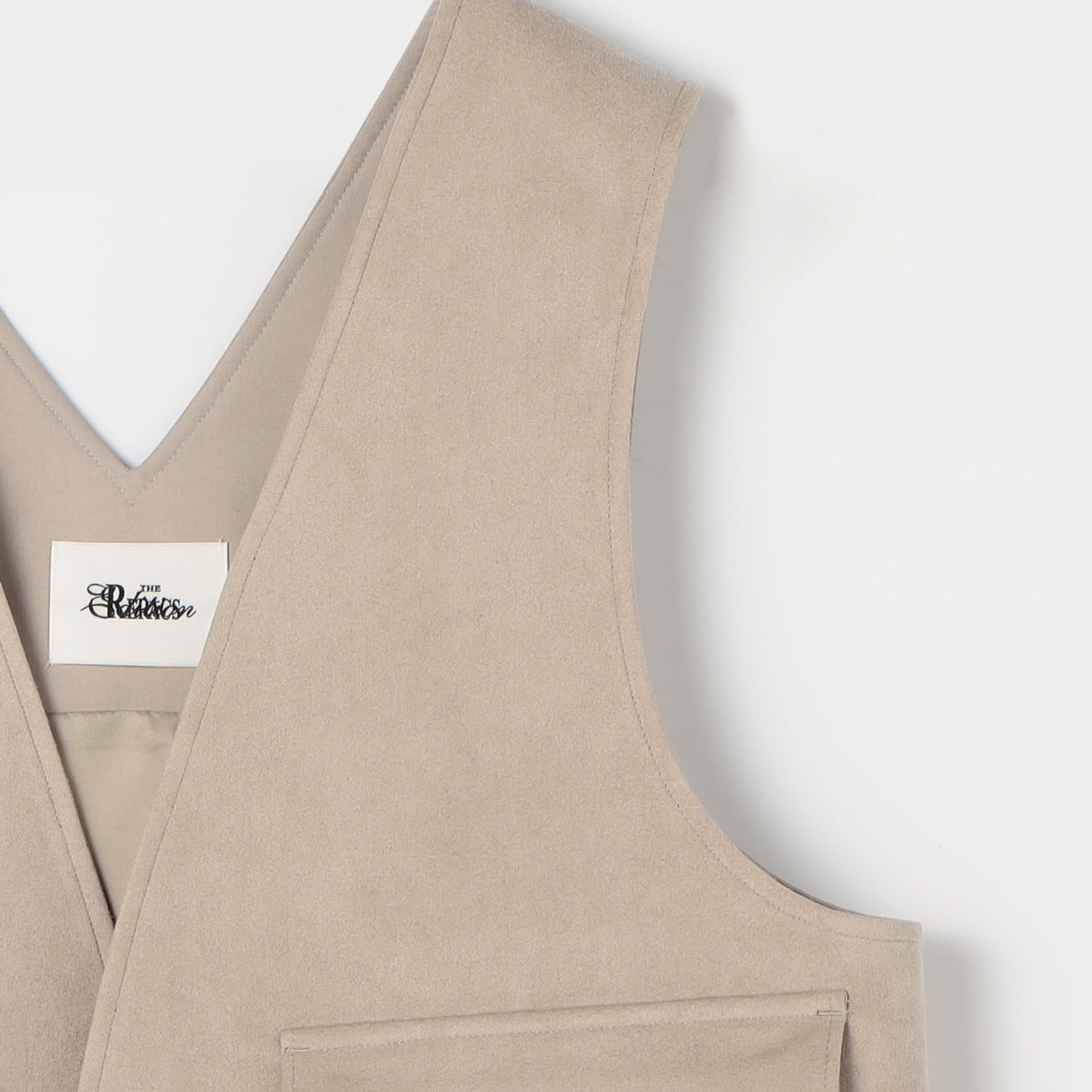 THE RERACS◆V NECK POCKET VEST/ベスト/36/ポリエステル/BLK/24SS-REBL-426L-ESP-J THE RERACS / バックVネックベスト (black) | LA VILLA ROUGE