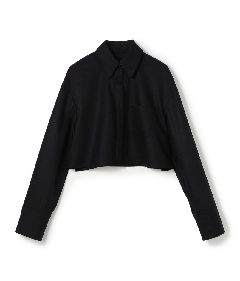 ウールポプリンメルトン クロップドシャツ