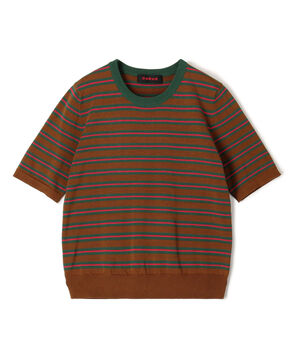 コットンストライプ ハーフスリーブプルオーバー