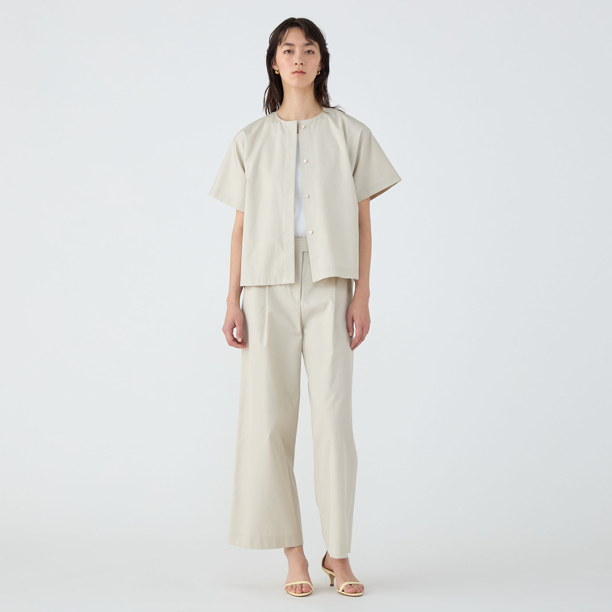 セール】 ギャバタックモダンワイドパンツ （その他パンツ