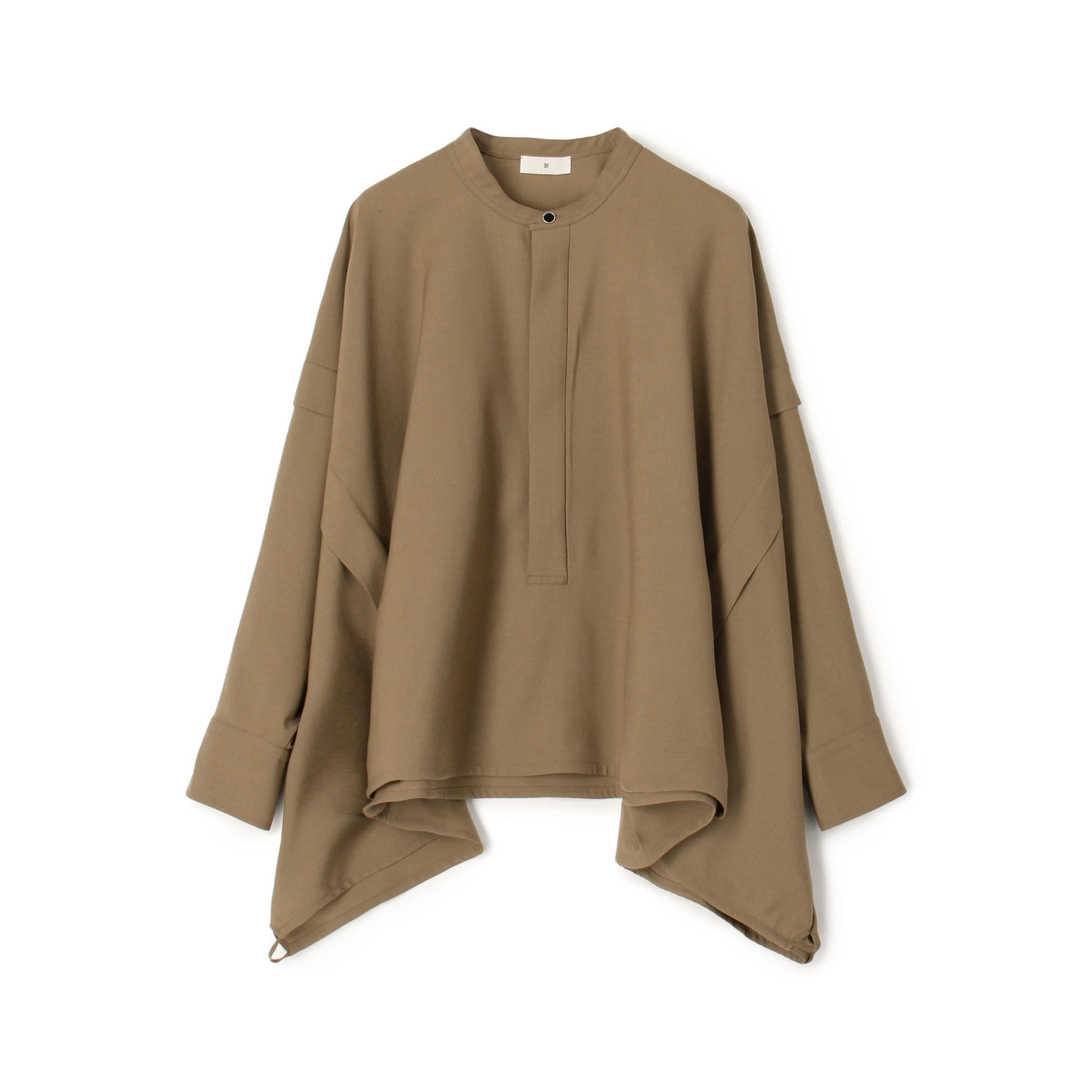 5072【美品】45R ウォッシャブルウール フレアTシャツ　ブラック メリノウールロングスリーブTシャツ ビッグシルエット