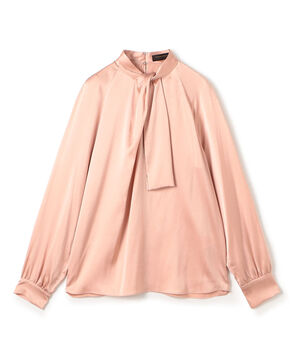 ウォッシャブルサテン フロントタイブラウス