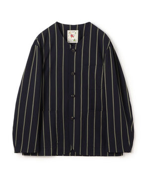 ウール クラブストライプ カラーレスジャケット FOX AIR
