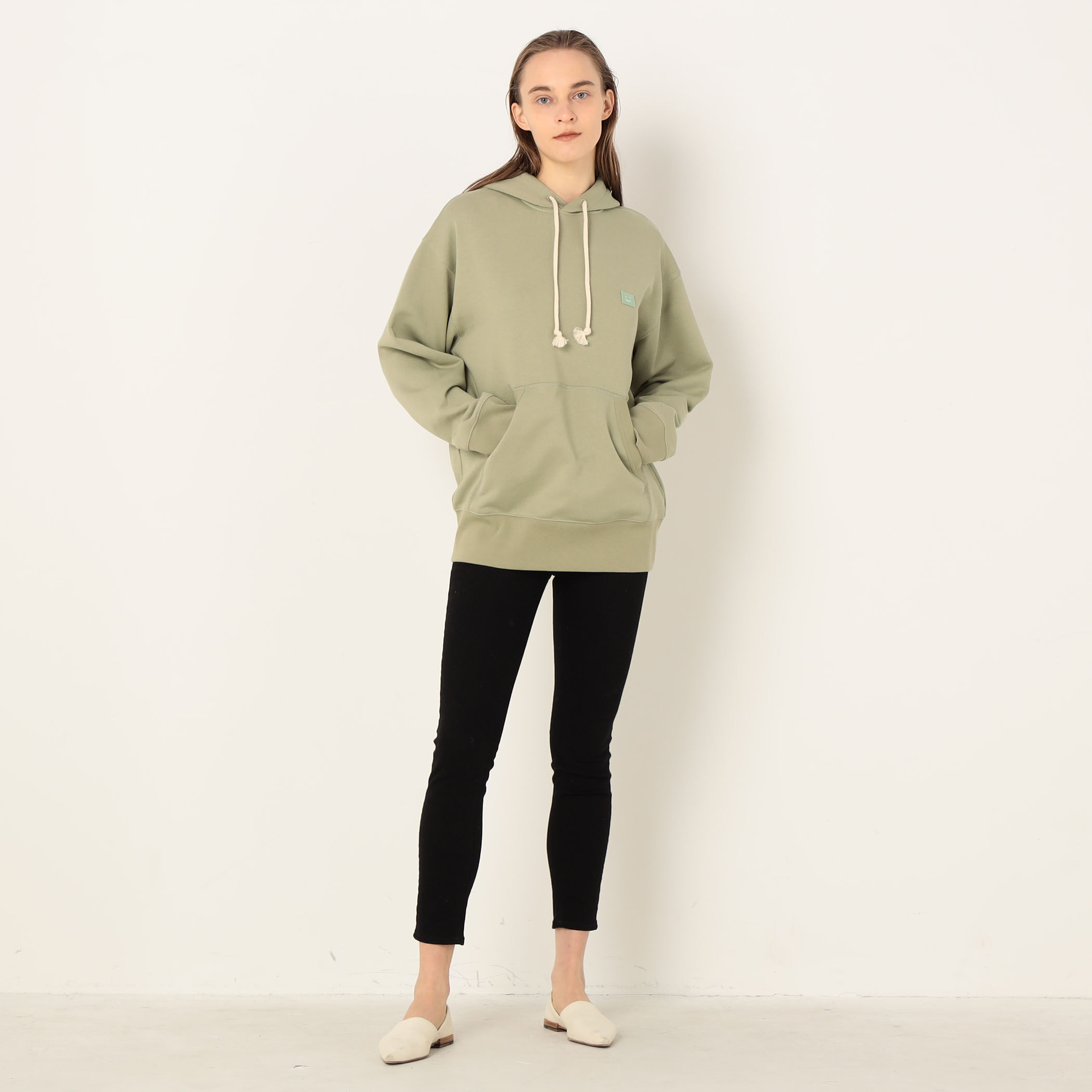 Acne Studios コットン フェイスパッチ フーディー Acne Studios - Hooded sweater logo patch - Faded black