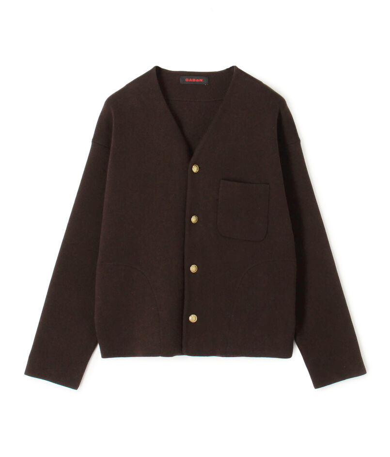 コットンカシミヤ ハイVネックカーディガン