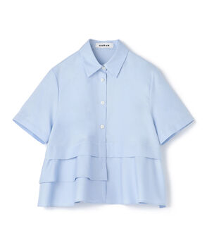 タイプライターダブルクロス アシンメトリックフリルシャツ