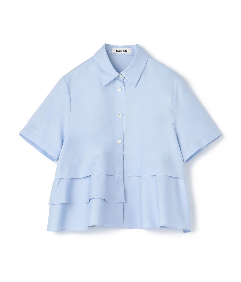 タイプライターダブルクロス アシンメトリックフリルシャツ