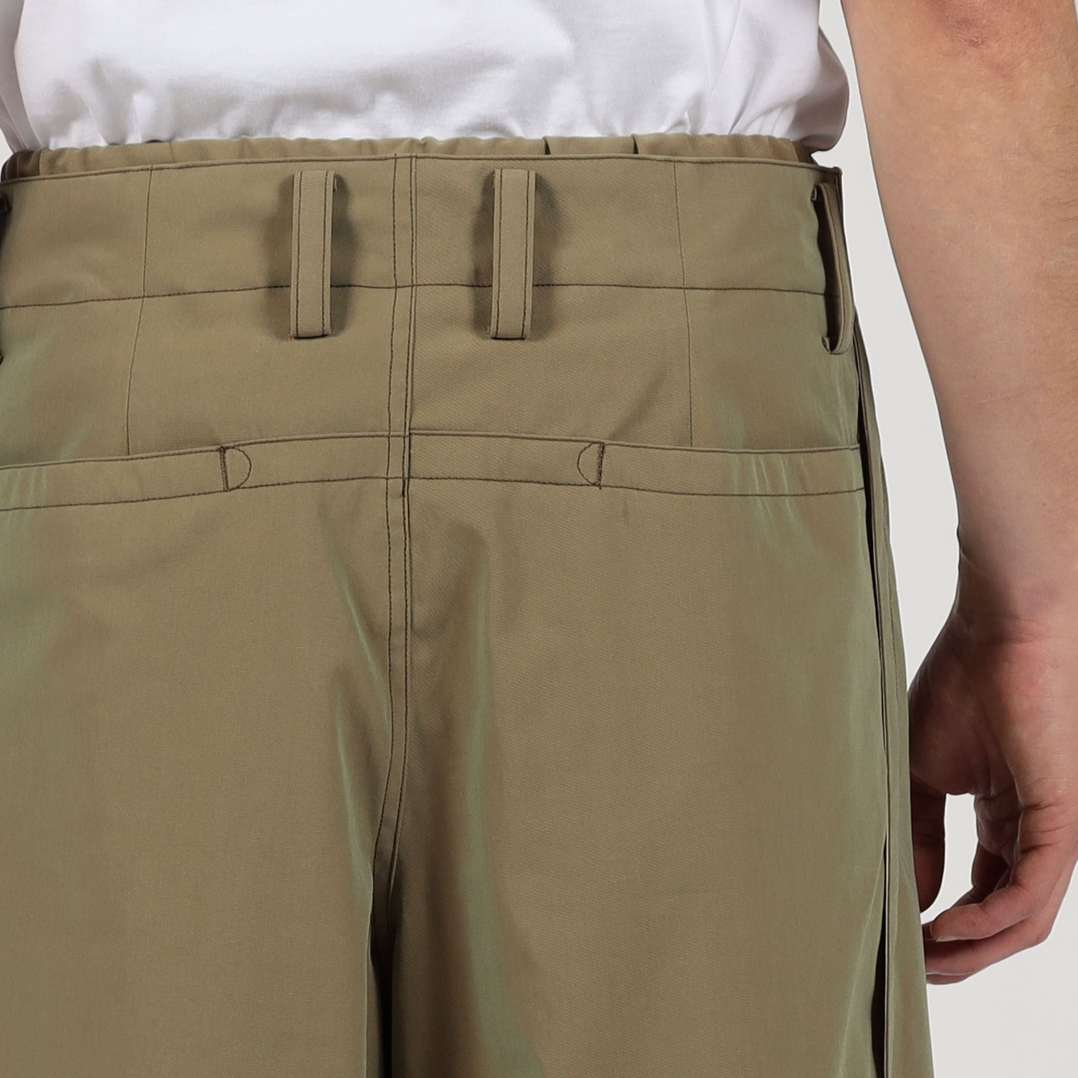 コットンポリアミドシャンブレー 2プリーツ イージーパンツ