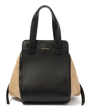 VIOLAd'ORO SANDRO ラフィア レザーコンビ ハンドバッグ