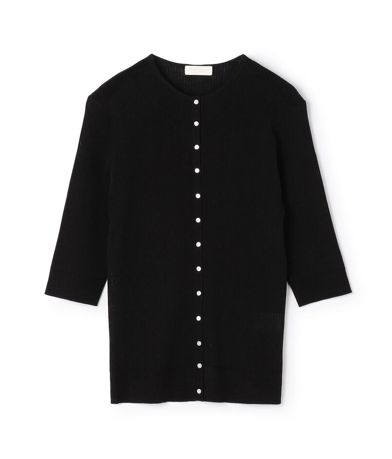 マーセライズドコットン クルーネックカーディガン