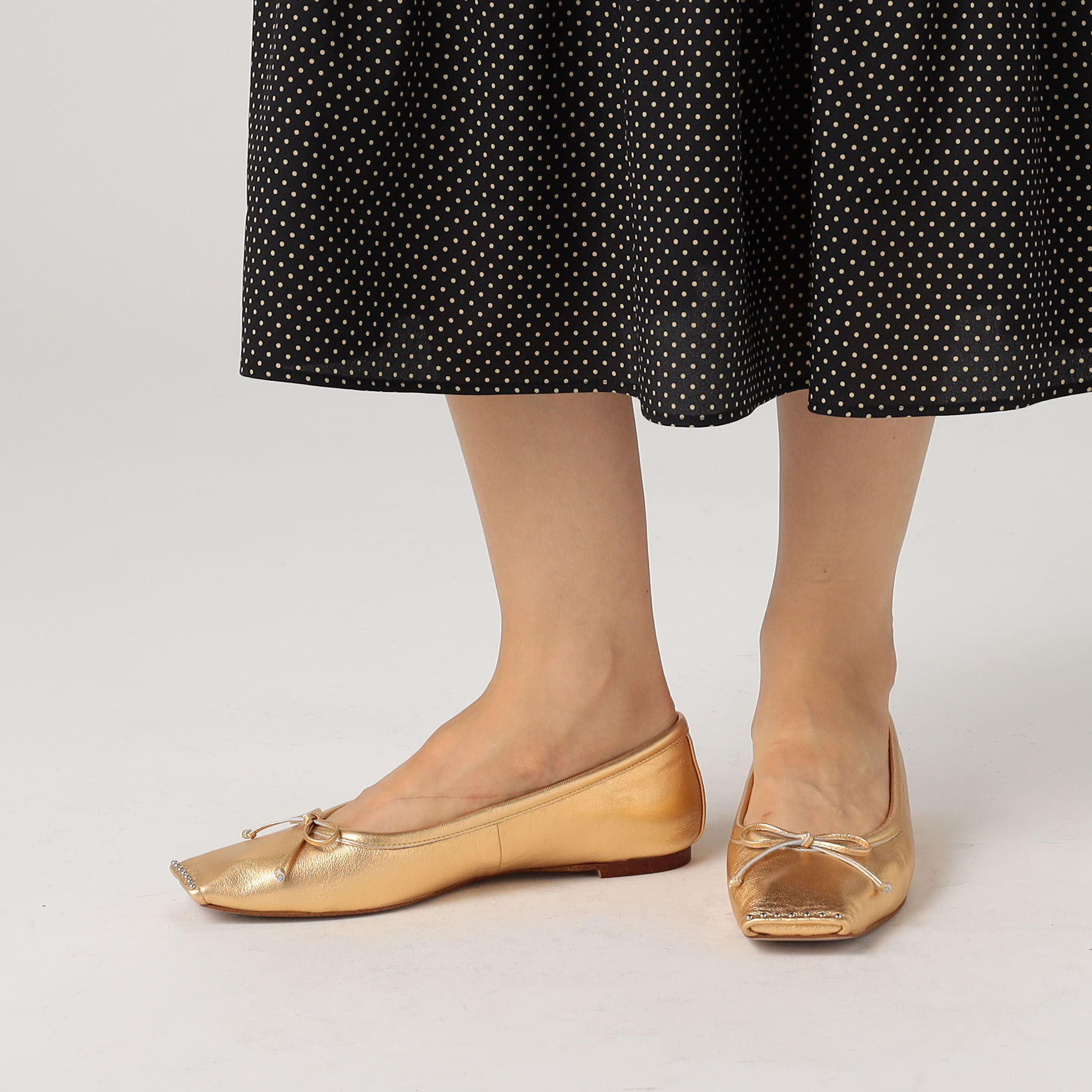 【美品】チェンバー SQ FLAT STUDS BALLET シルバー 24cm 美品】チェンバー SQ FLAT STUDS BALLET シルバー 24cm