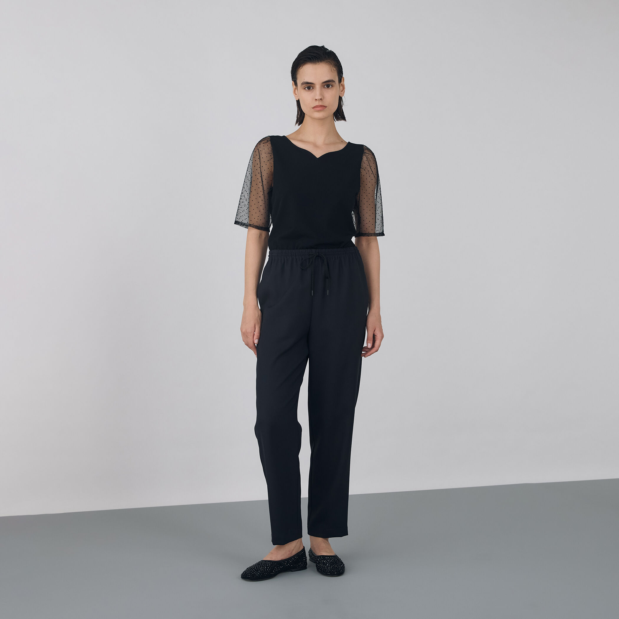 マットレーヨンストレッチ パフスリーブプルオーバー