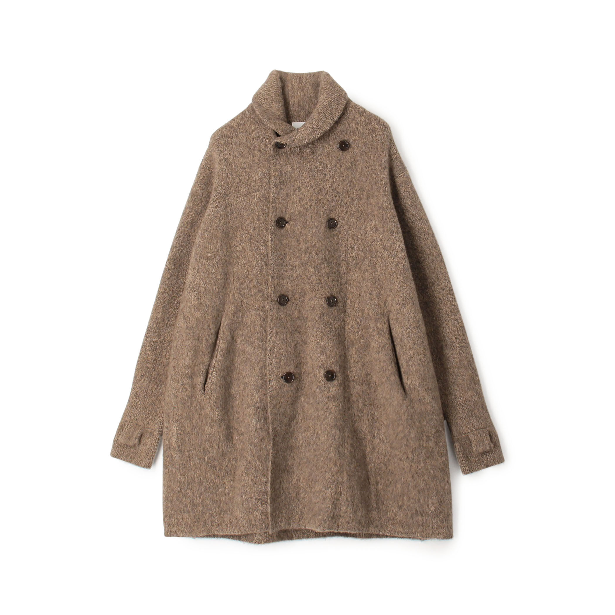 ウールカシミヤシルク ダブルブレステッド ニットコート