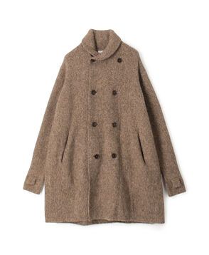 ウールカシミヤシルク ダブルブレステッド ニットコート