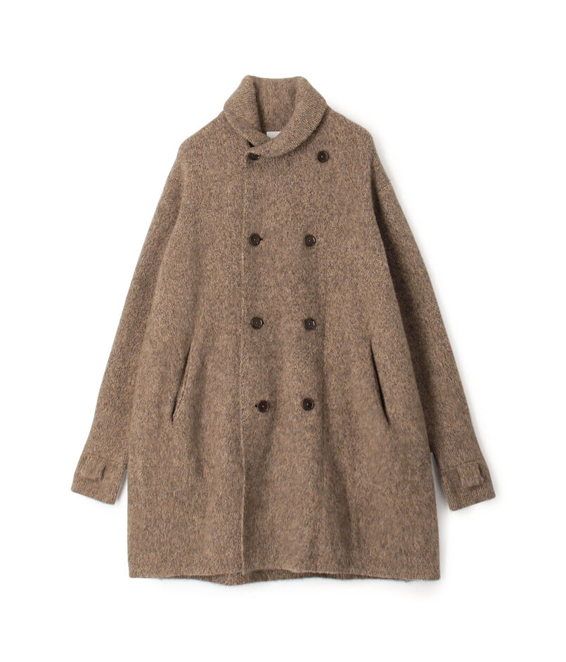 ウールカシミヤシルク ダブルブレステッド ニットコート