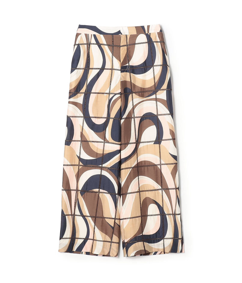 アイレットウェーブプリント ワイドストレートパンツ