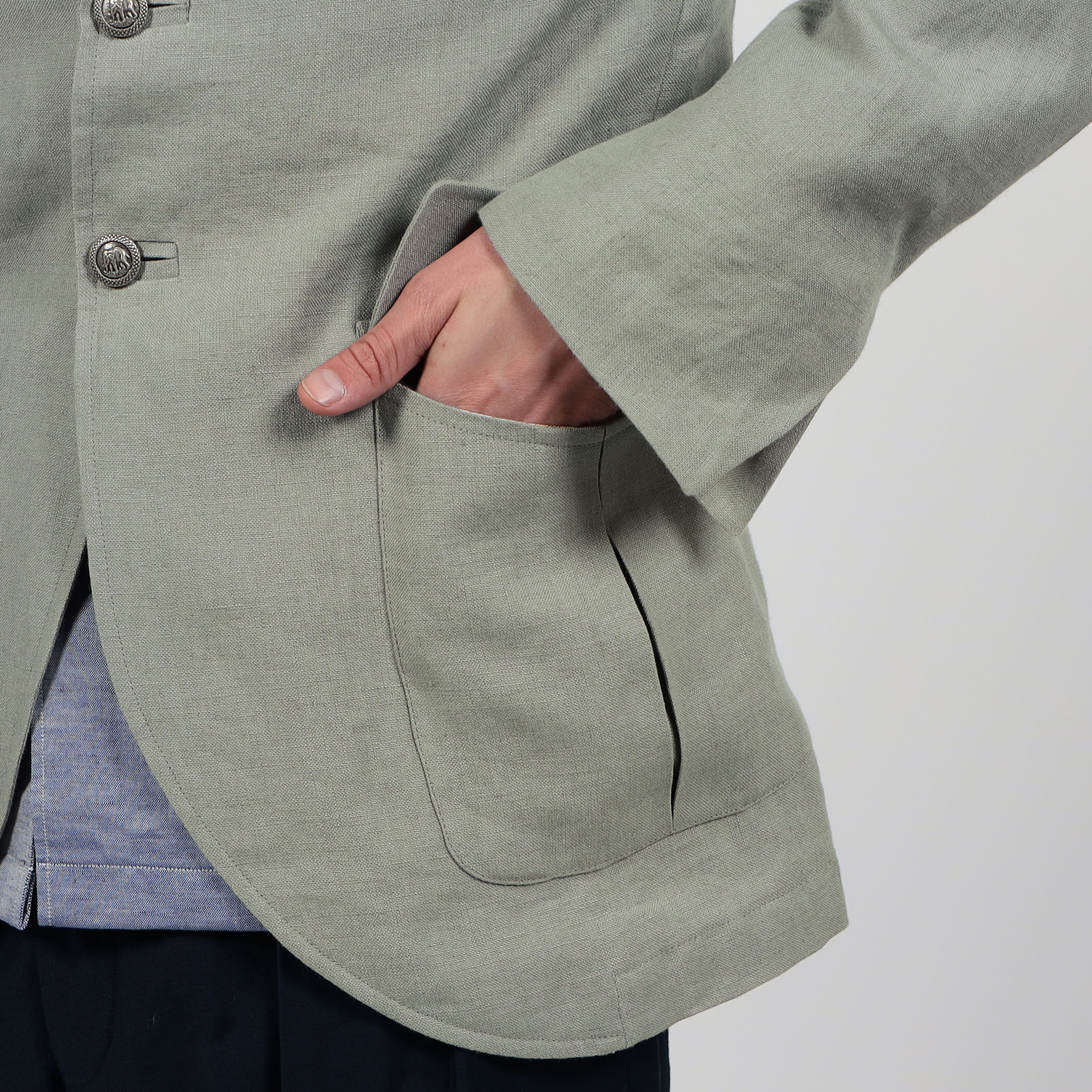 Chato Lufsen STOBAL リネン シングルブレステッド スタンドカラー