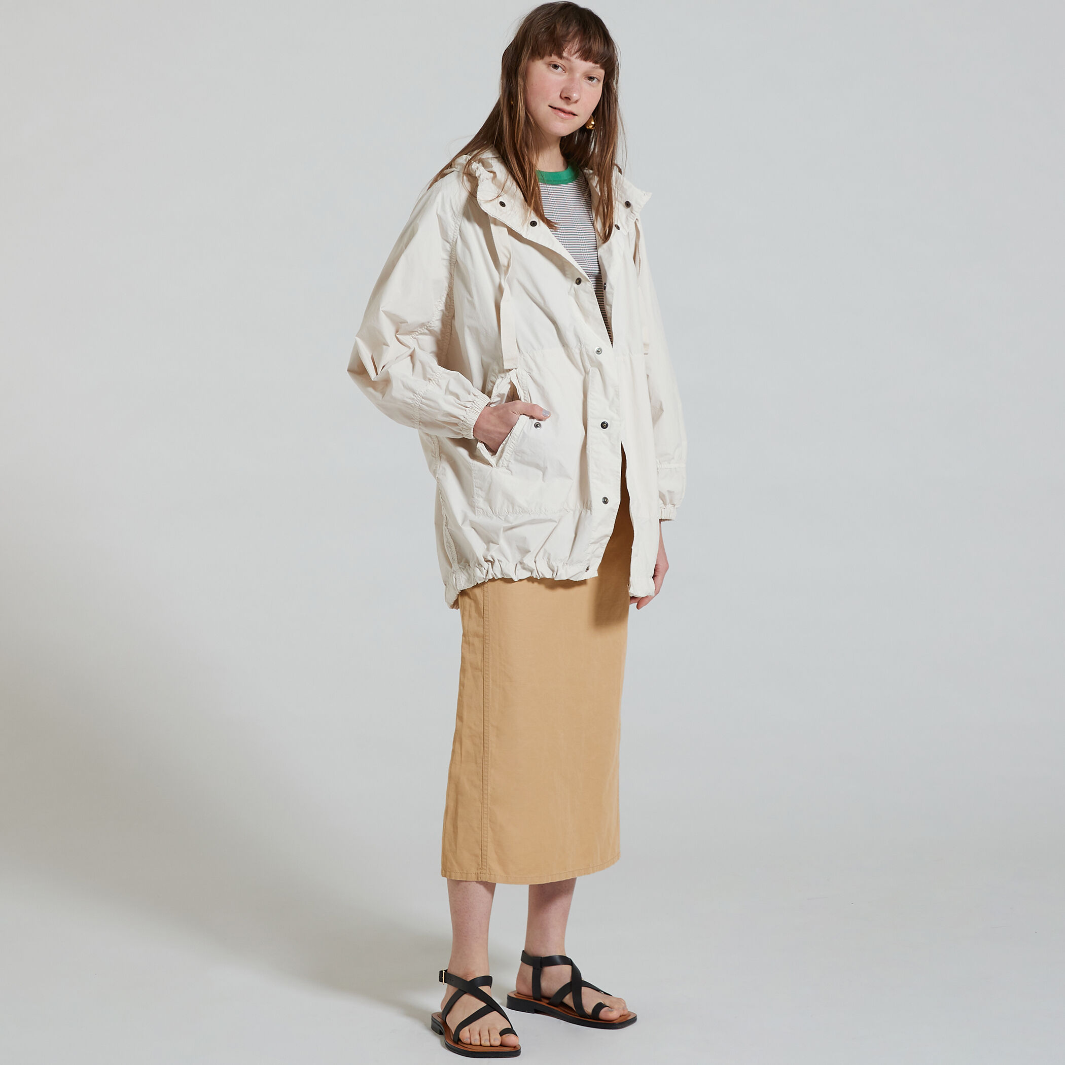 MACPHEE ポリエステルナイロンタフタ フーデッドブルゾン美品 ポリエステルナイロンタフタ フーデッドブルゾン