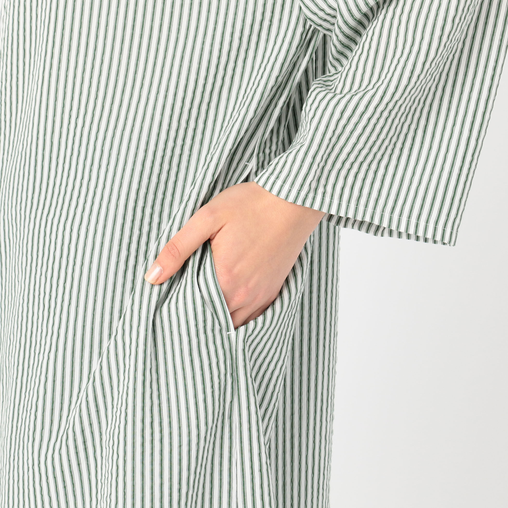美品 GALERIE VIE ソフトブロードバンドカラー ロングシャツワンピース ソフトブロード バンドカラーロングシャツワンピース