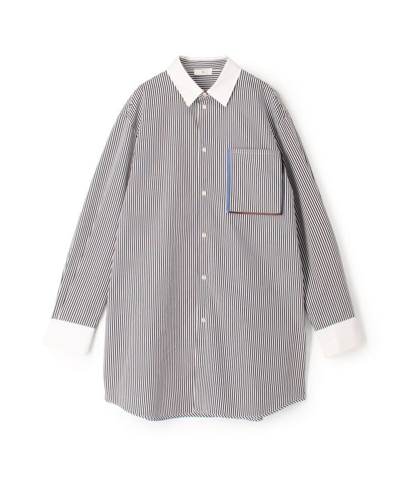 コットン ストライプロングシャツ