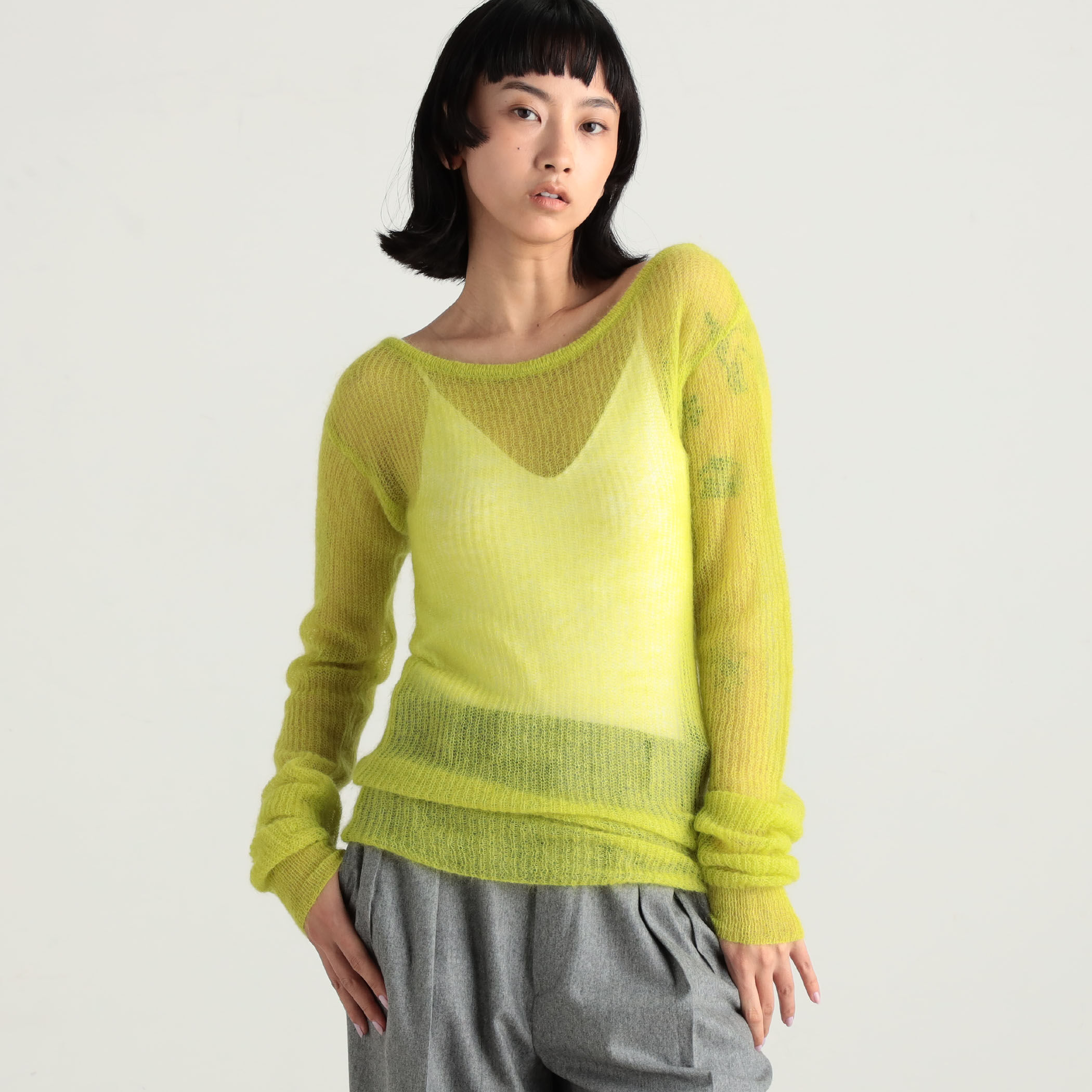 ニット セーター キッドモヘヤクルーネックプルオーバー レディース SALON adam et ropé(サロン アダム エ ロペ) / キッドモヘヤ