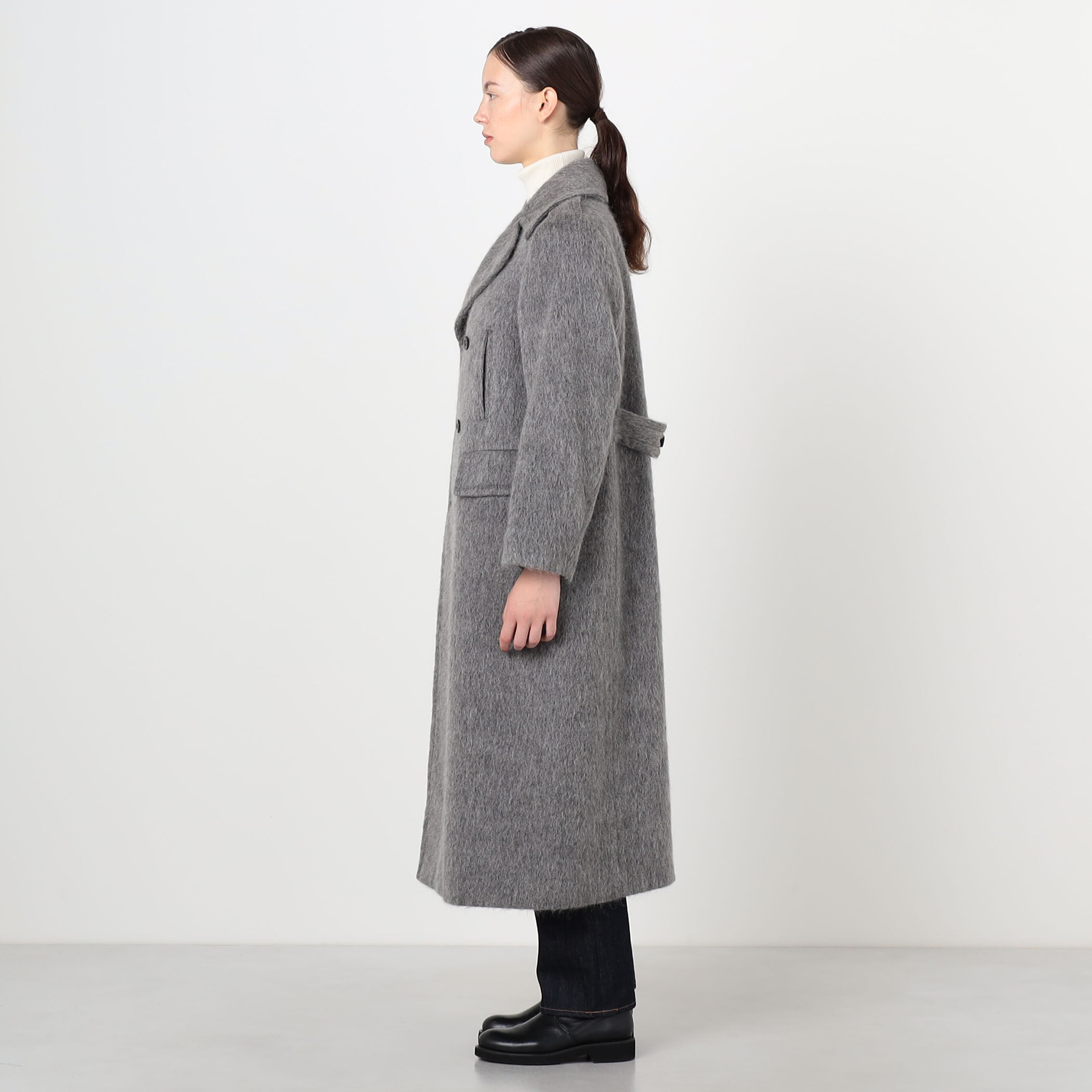 HYKE SHAGGY DOUBLE BREASTED COAT ダブルブレスト ロングコート